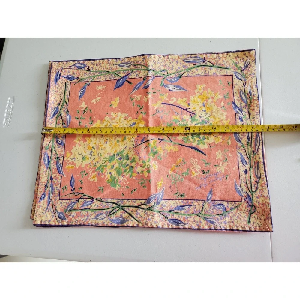 French Country 18x14 Placemat Set 4 Vintage Coral Hydrangea Floral Botanical